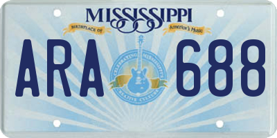 MS license plate ARA688