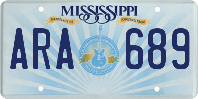 MS license plate ARA689