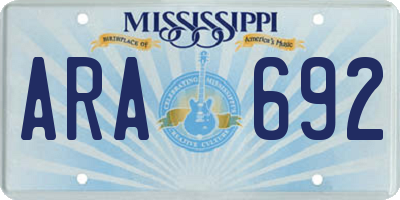 MS license plate ARA692