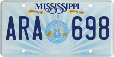 MS license plate ARA698