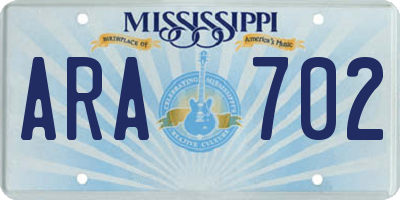 MS license plate ARA702
