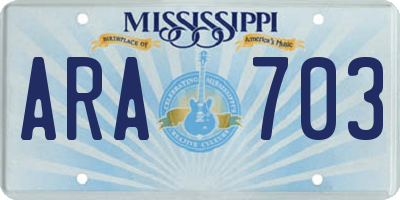 MS license plate ARA703