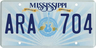MS license plate ARA704