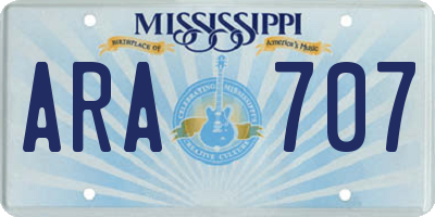MS license plate ARA707