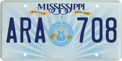MS license plate ARA708