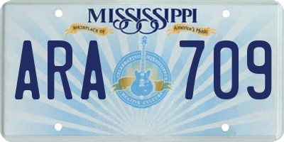 MS license plate ARA709
