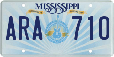MS license plate ARA710