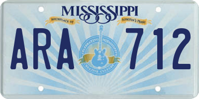 MS license plate ARA712