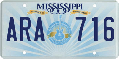 MS license plate ARA716