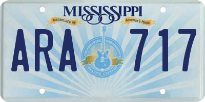 MS license plate ARA717