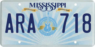 MS license plate ARA718
