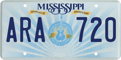 MS license plate ARA720