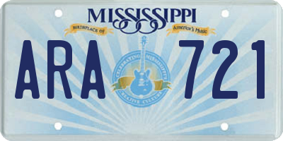 MS license plate ARA721