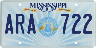MS license plate ARA722