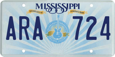 MS license plate ARA724