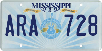 MS license plate ARA728