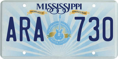 MS license plate ARA730
