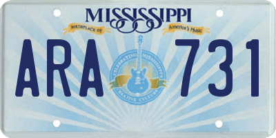 MS license plate ARA731