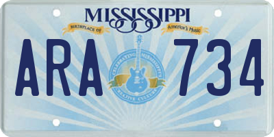 MS license plate ARA734