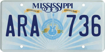 MS license plate ARA736