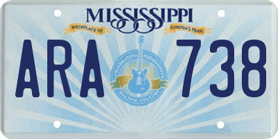 MS license plate ARA738