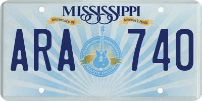 MS license plate ARA740