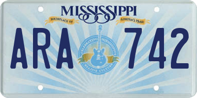 MS license plate ARA742