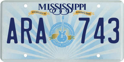 MS license plate ARA743