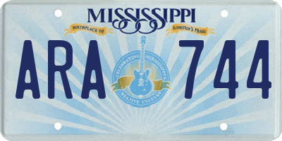 MS license plate ARA744