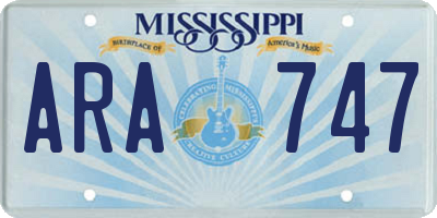 MS license plate ARA747
