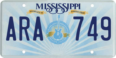 MS license plate ARA749