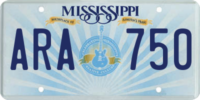MS license plate ARA750