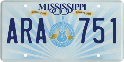 MS license plate ARA751