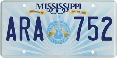 MS license plate ARA752