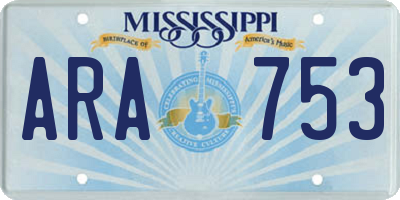 MS license plate ARA753