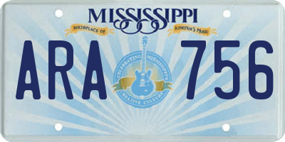 MS license plate ARA756