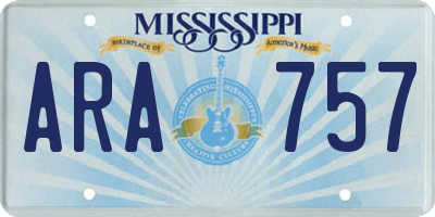 MS license plate ARA757