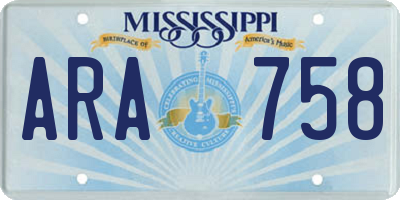 MS license plate ARA758