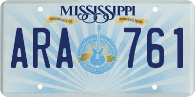 MS license plate ARA761
