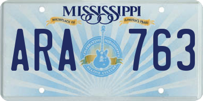MS license plate ARA763