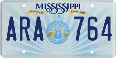 MS license plate ARA764