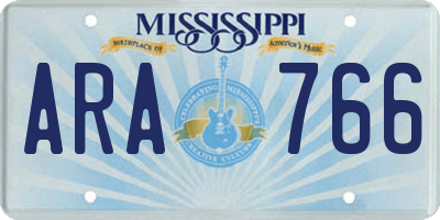 MS license plate ARA766