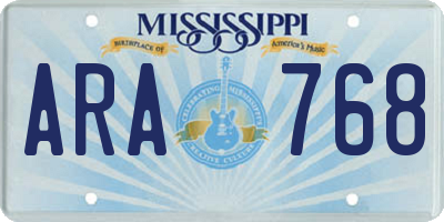 MS license plate ARA768