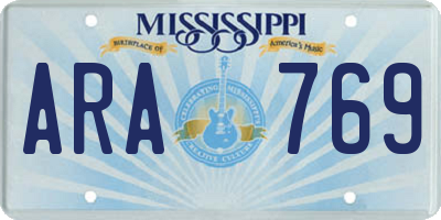 MS license plate ARA769