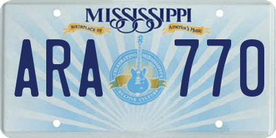 MS license plate ARA770