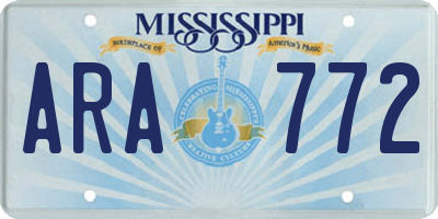 MS license plate ARA772