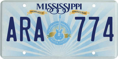 MS license plate ARA774