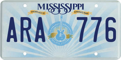 MS license plate ARA776