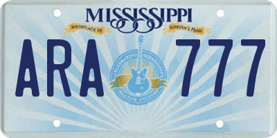MS license plate ARA777