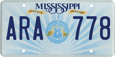 MS license plate ARA778